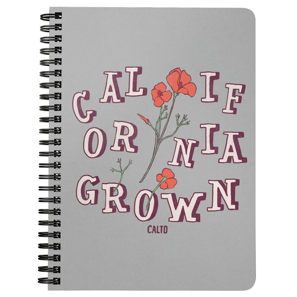 CA Grown Poppies Grey Spiral Notebook-CA LIMITED