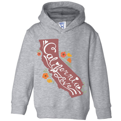 CA State With Poppies Toddlers Hoodie-CA LIMITED