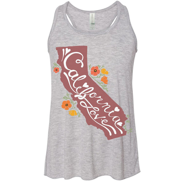 CA State With Poppies Youth Flowy Tank-CA LIMITED