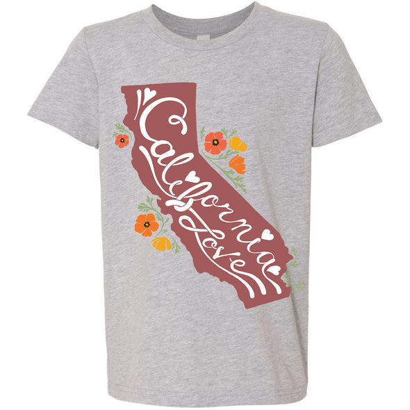 CA State With Poppies Youth Tee-CA LIMITED
