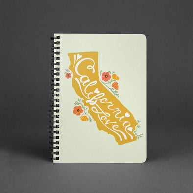 CA State with Poppies Light Green Spiral Notebook-CA LIMITED