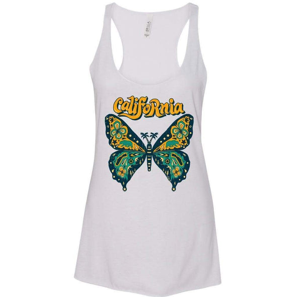 California Butterfly White Racerback Tank-CA LIMITED