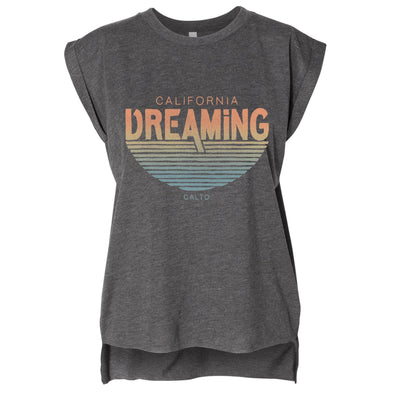 California Dreaming Rolled Sleeve Tank-CA LIMITED