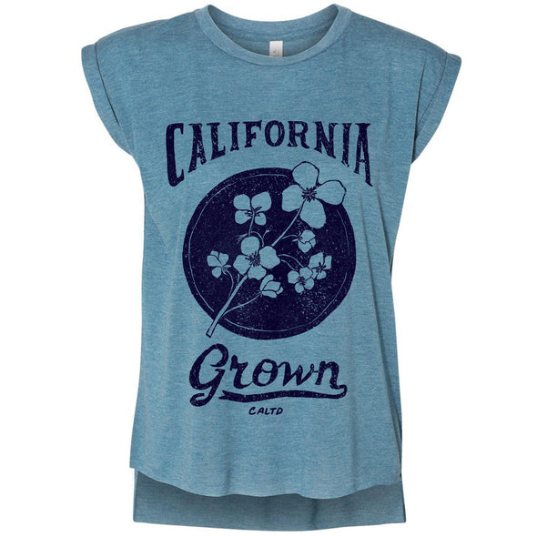 California Grown Circle Rolled Sleeve Tank-CA LIMITED