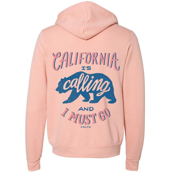 California Is Calling Peach Zipper Hoodie-CA LIMITED