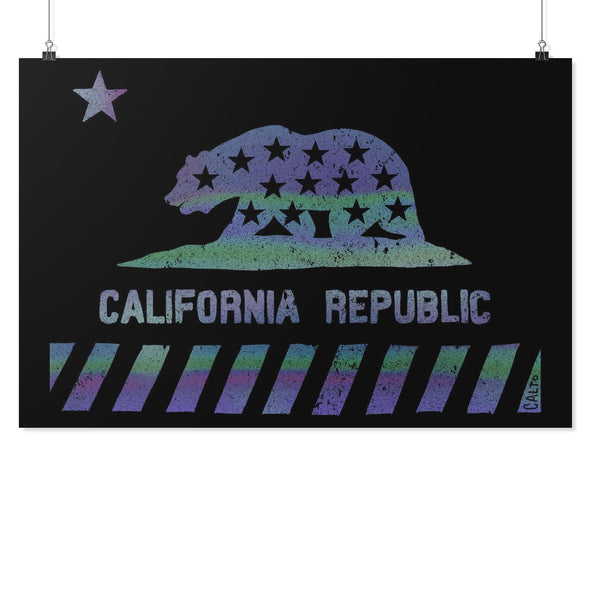 California Star Flag Black Poster-CA LIMITED