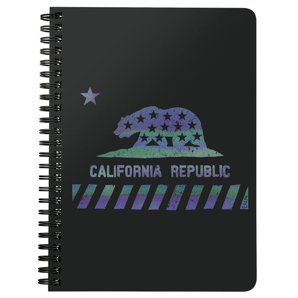 California Star Flag Black Spiral Notebook-CA LIMITED