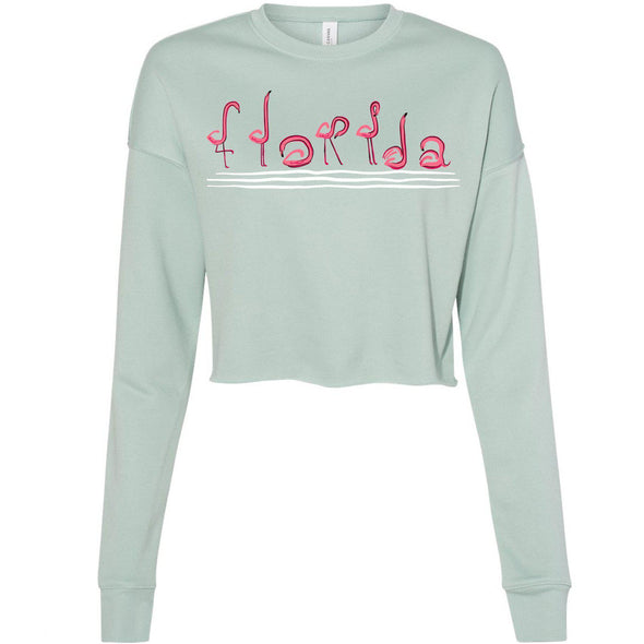 Curvy Flamingos FL Cropped Sweater-CA LIMITED