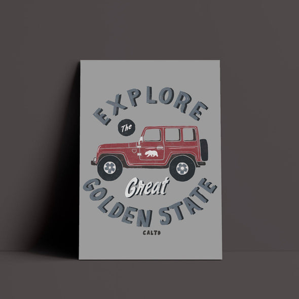 Explore The Great Golden State Grey Poster-CA LIMITED