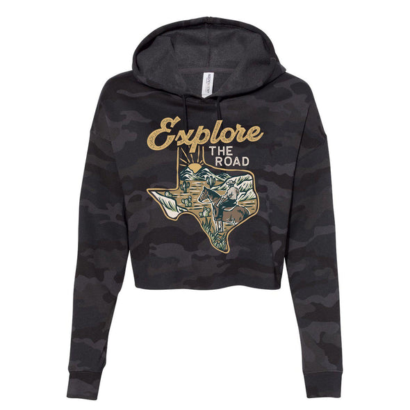 Explore the Road Texas Cropped Hoodie-CA LIMITED