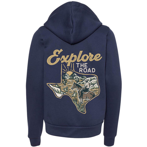 Explore the Road Texas Youth Zip Up Hoodie-CA LIMITED