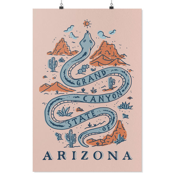 Grand Canyon Snake Arizona Peach Poster-CA LIMITED