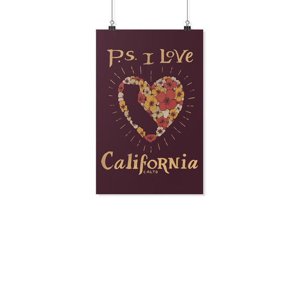 P.S. I Love California Maroon Poster-CA LIMITED