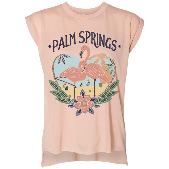 Palm Springs Rolled Sleeve Tank-CA LIMITED
