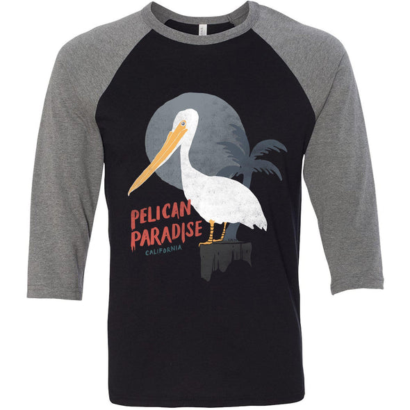 Pelican Paradise Black & Grey Sleeves Baseball Tee-CA LIMITED