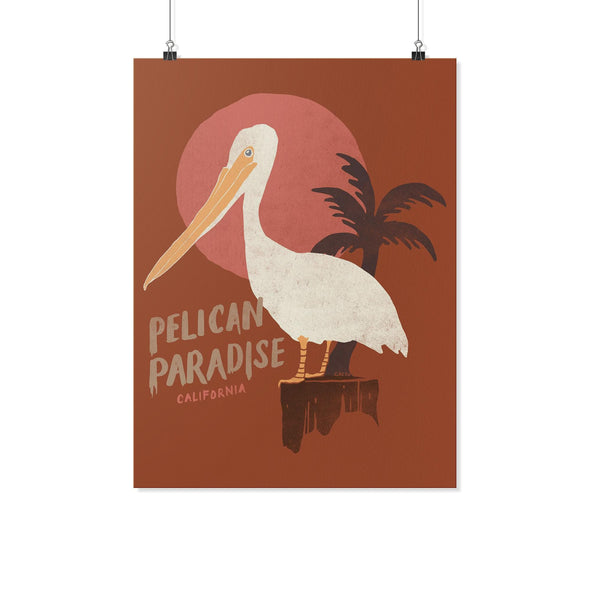 Pelican Paradise Burnt Orange Poster-CA LIMITED