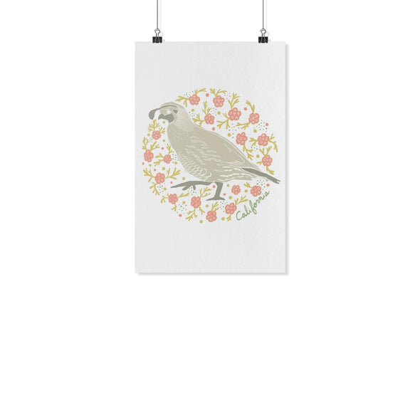 Poppy Quail White Poster-CA LIMITED