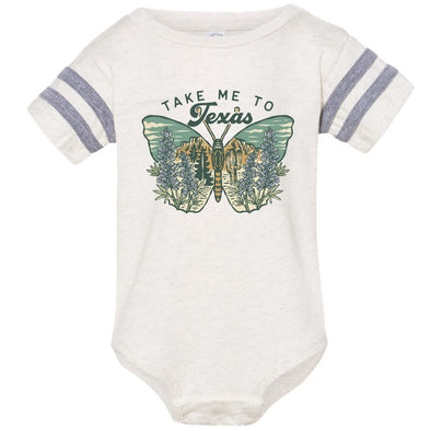 Texas Butterfly Stripes Baby Onesie
