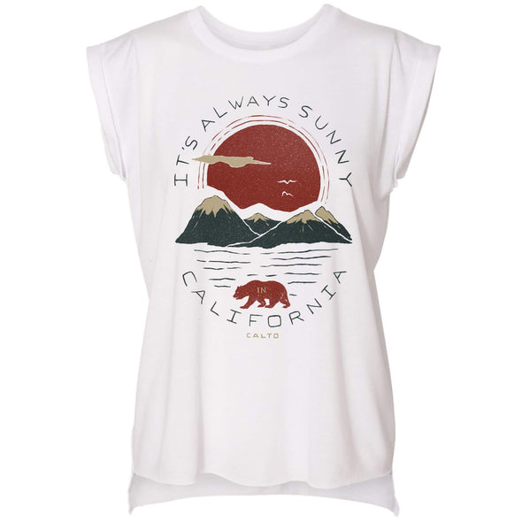 Sunny California Rolled Sleeve Tank-CA LIMITED